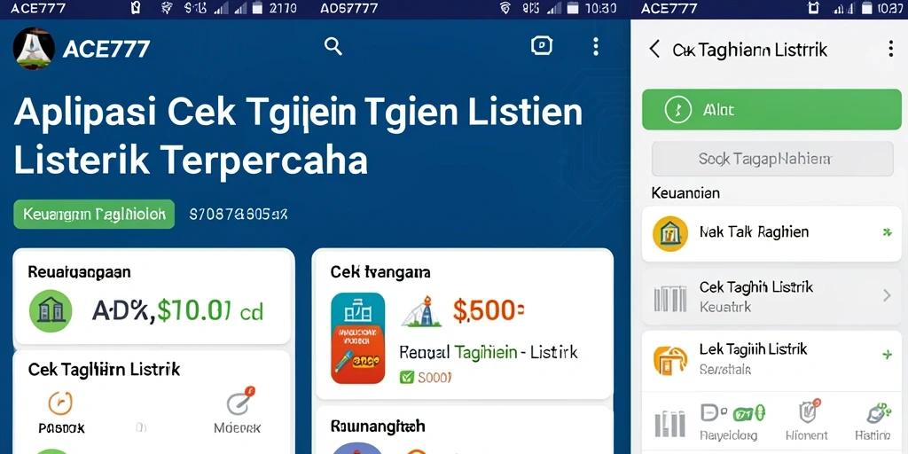 Antarmuka aplikasi ACE777 untuk cek tagihan listrik yang intuitif.