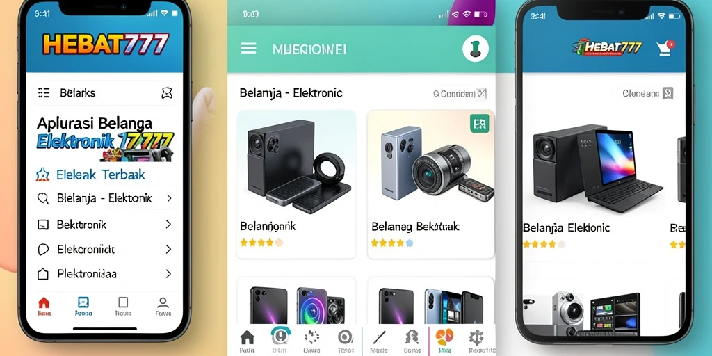 Tampilan antarmuka aplikasi HEBAT777 yang user-friendly untuk belanja elektronik.