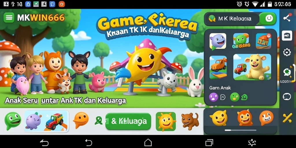 Tampilan antarmuka pengguna <strong>MKWIN666</strong> yang menarik dan ramah anak.
