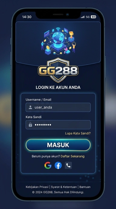 Tampilan halaman login gg288