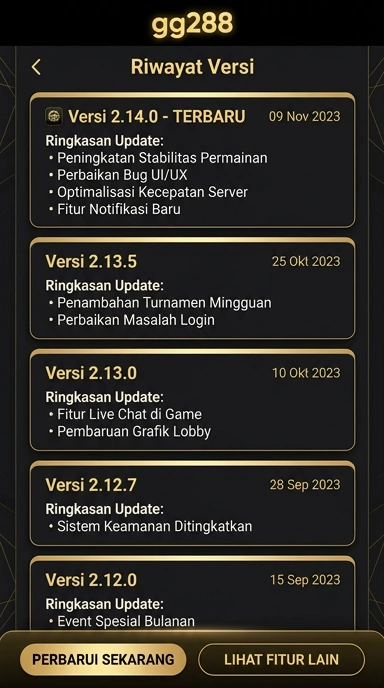 Tampilan riwayat versi gg288